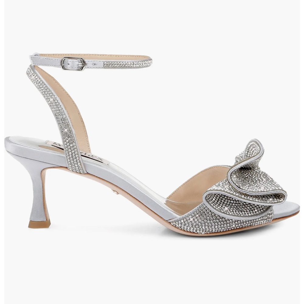 Badgley Mischka Collection Remi Crystal satin embellished ankle strap sandal s 8